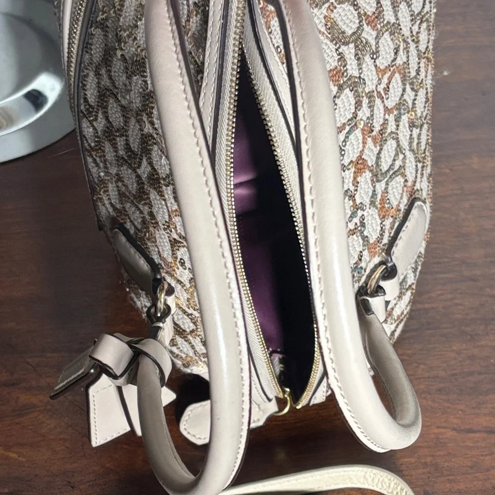Coach Poppy 2013 East/West Satchel/Crossbody in Sequin w Satin Purple Inside - Picture 15 of 16